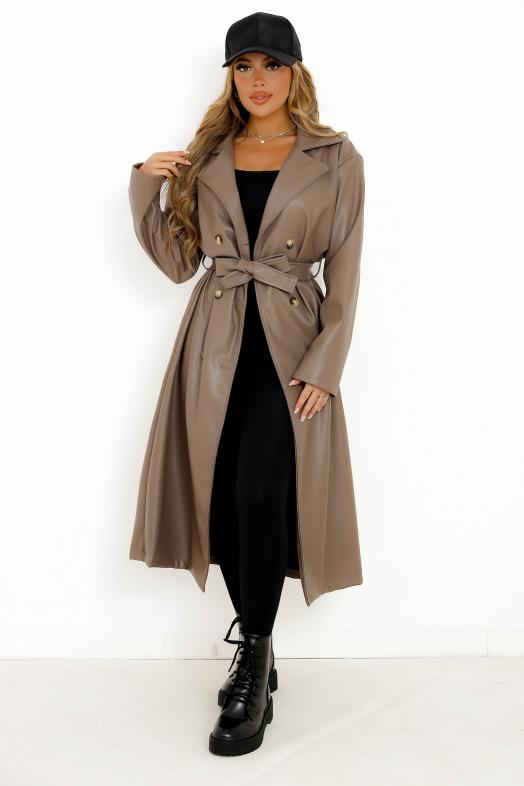 Trench Simili Femme Taupe