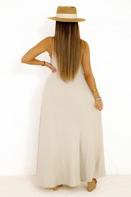 Robe Maxi Gaze de Coton Taupe