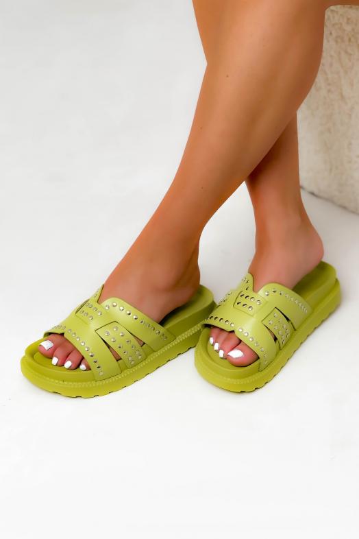 Sandales Cloutées Femme Vert 