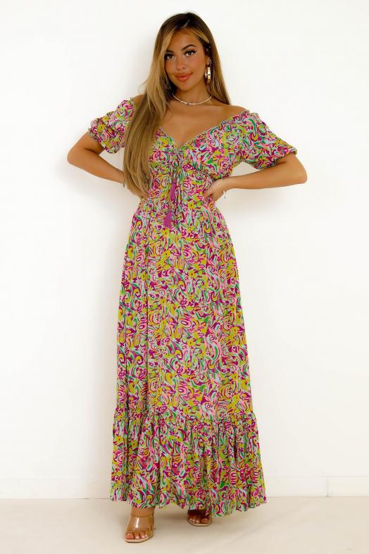 Robe Maxi Elastique Femme Vert