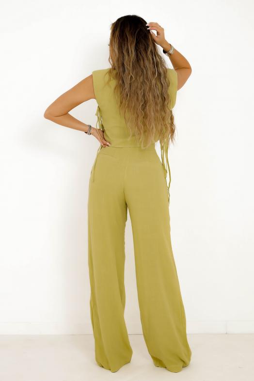 Pantalon Ample Femme Vert Olive 