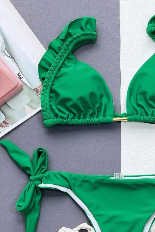 Maillot de Bain Tressé Femme Vert 