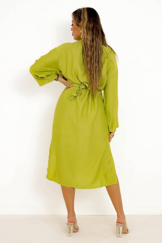 Kimono Noué Fendue Femme Vert 