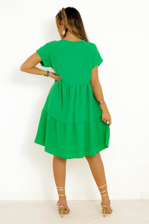 Robe Col V Ample Femme Vert 