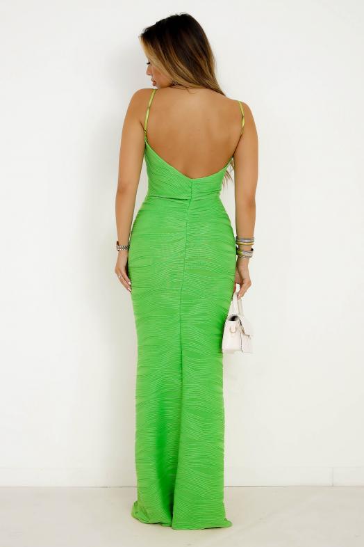 Robe Longue à Vagues Femme Vert 