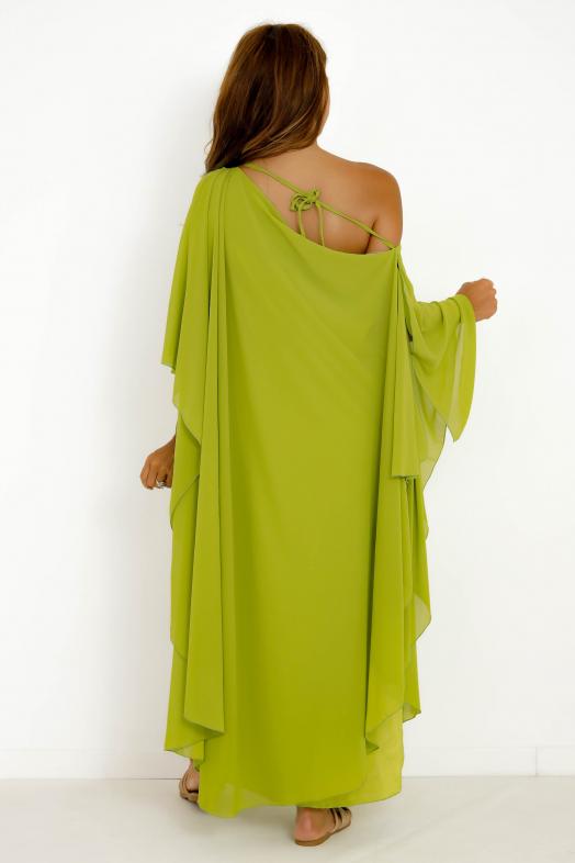 Robe Voile Papillon Femme Vert 