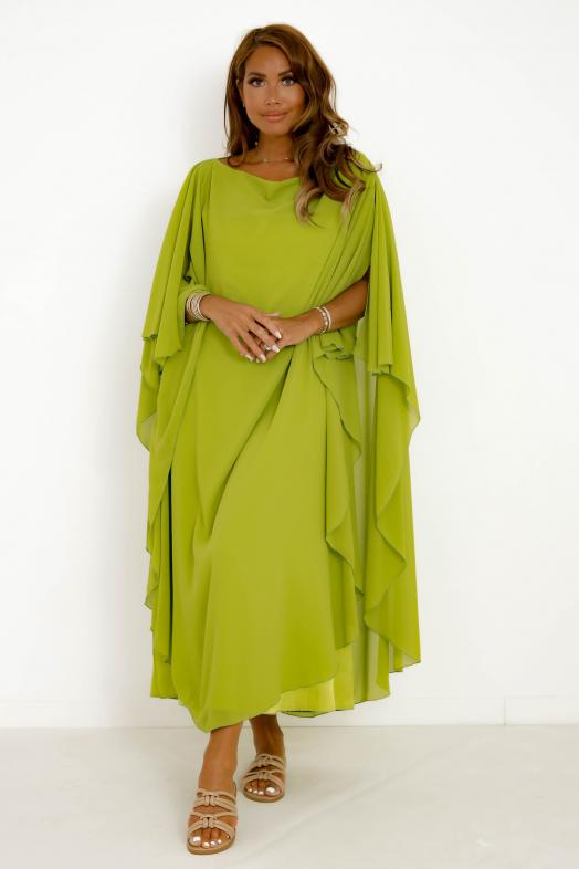 Robe Voile Papillon Femme Vert 