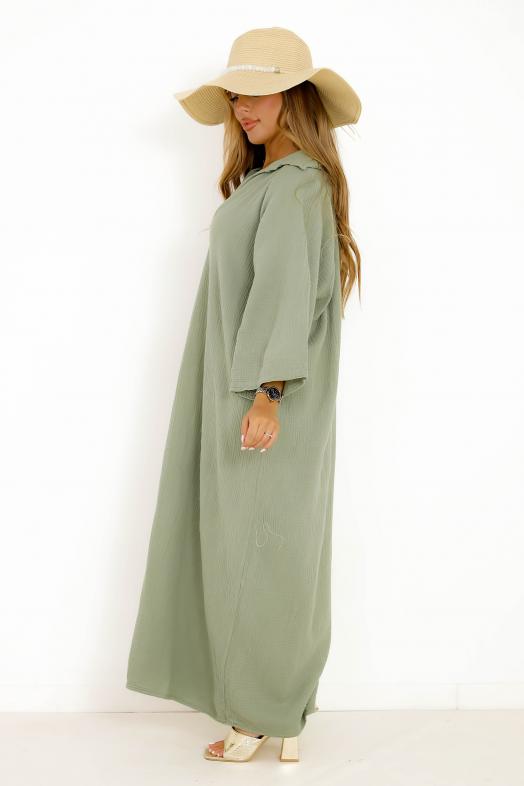 Robe Gaze de Coton Pol Polo Femme Vert 