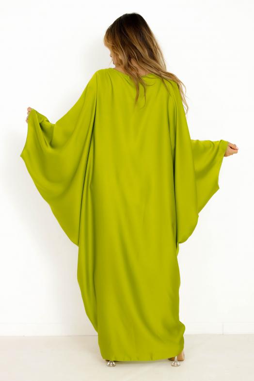 Robe Satin Asymétrique Vert Olive 