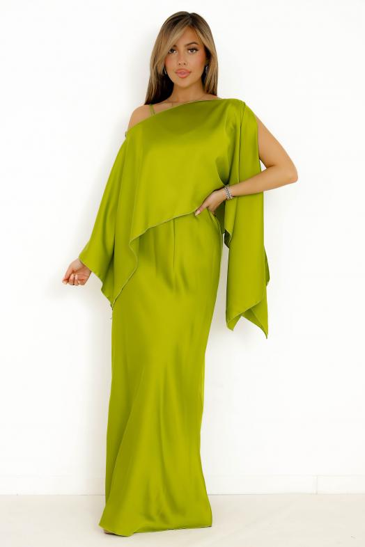 Ensemble Robe + Cape Déstructurée Vert Olive 