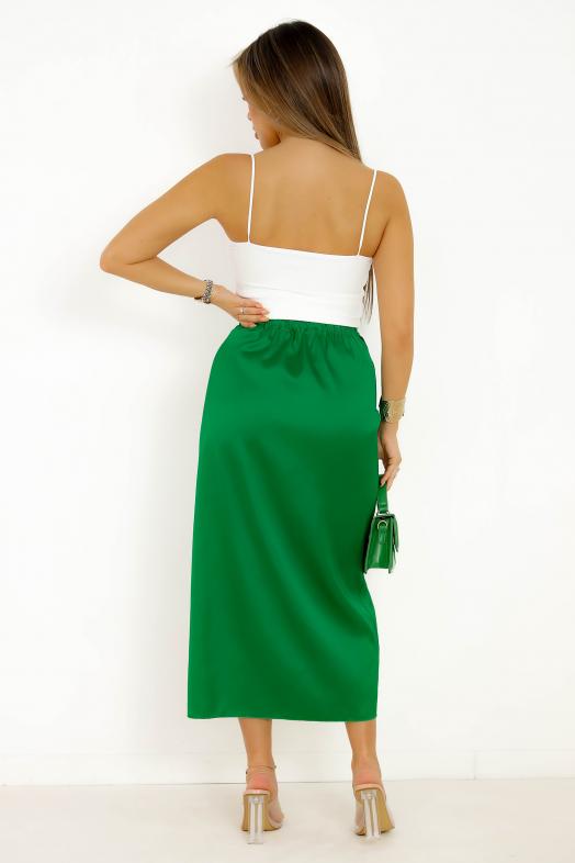 Jupe Satin Nouée Vert