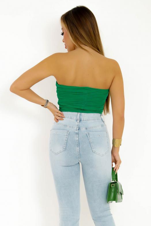 Body Bustier Froncé Vert