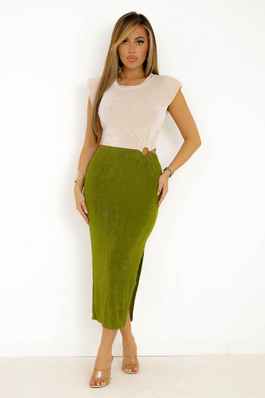 Robe Épaulettes Bicolore Vert 
