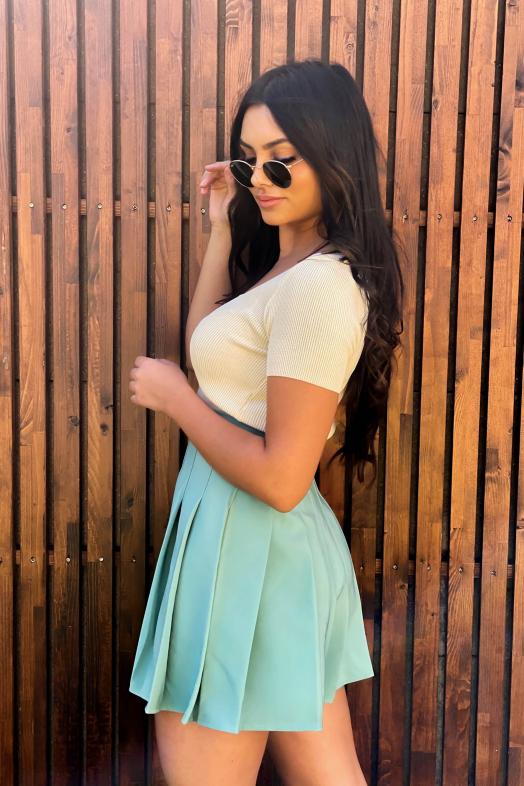 Jupe Femme Plissée Vert Clair / Réf : 9379-17