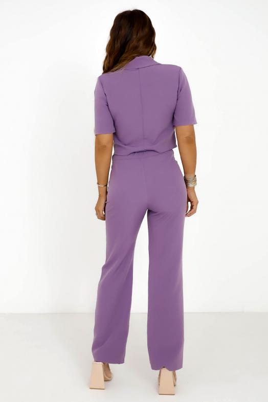 Ensemble Blazer Crop + Pantalon Violet