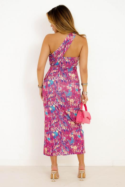 Robe Moulante Imprimée Femme Violet