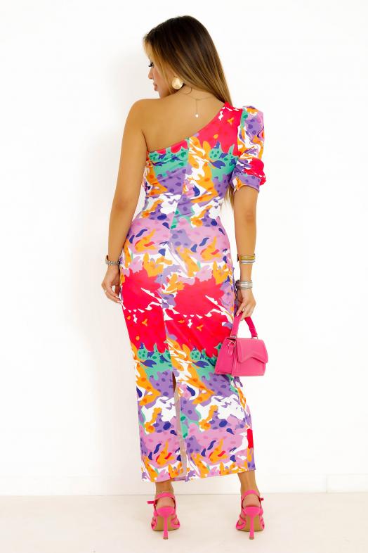 Robe Une Manche Imprimée Violet