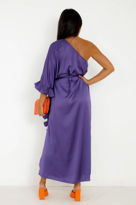 Robe une Manche Froufrou Violet 