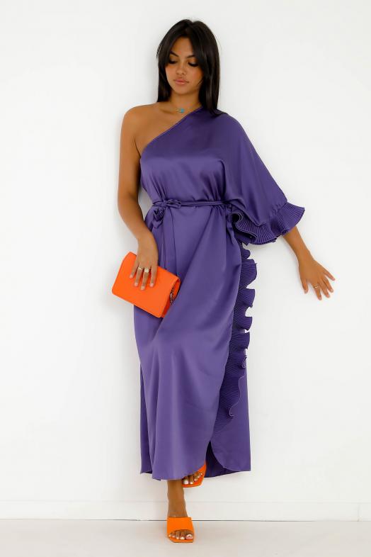 Robe une Manche Froufrou Violet 